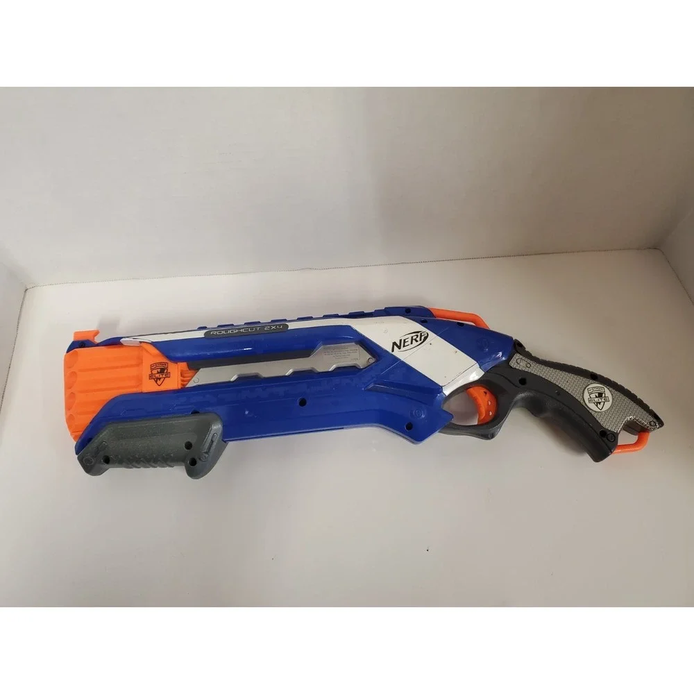 Nerf N-Strike Elite Roughcut 2X4 Gun Blue & Orange Shotgun 8 Shot Tested Working